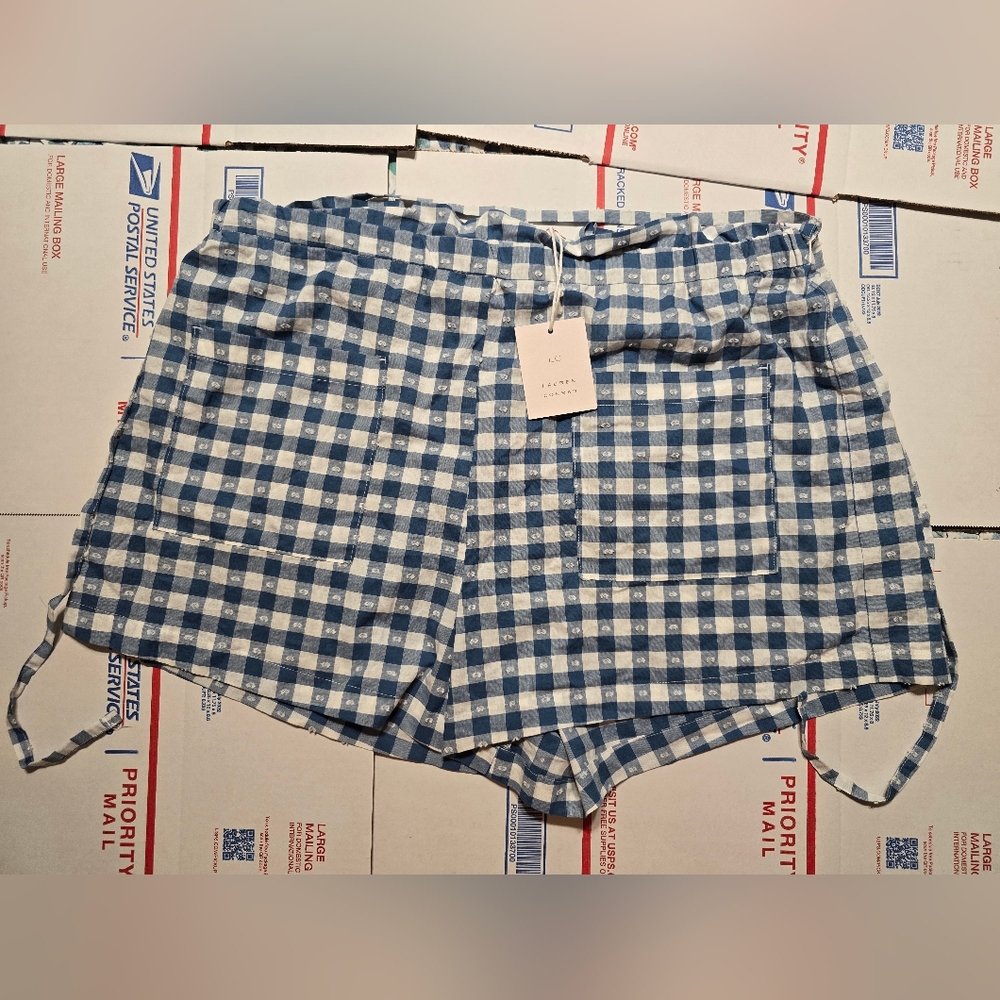 LC Lauren Conrad Blue Checkered High Waist Shorts, Size XXL, (LC2)